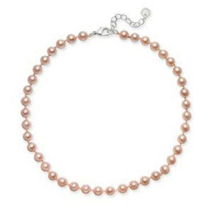 New Pink Imitation Pearl (8mm) Collar Necklace